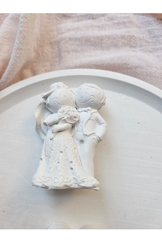 Taşlı Nişan Tepsisi Yüzüklük, Gelin Damat Figürlü, 6 Adet Kokulu Gül Yuvarlak 25x25 Cm Renkli