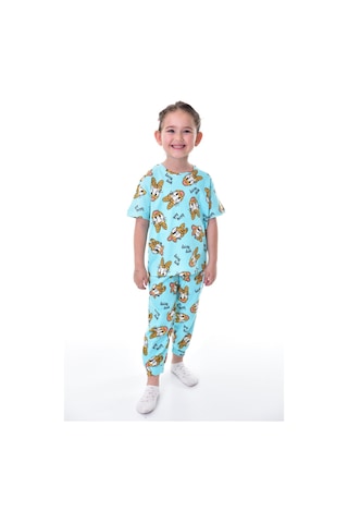 Bunny Hopp %100 Pamuk Interlok Kumaş Paw Patrol Kısa Kollu Kız Çocuk Pijama Takımı 3,4,5,6,7,8,9,10,11,12 Yaş Turkuaz