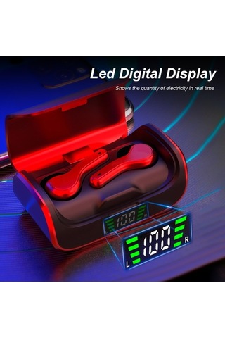 Primepickings R28 Bt5.0 Gerçek Kablosuz Spor Kulaklık Mega Bas Stereo, Akıllı Gürültü Azaltma Dokunmatik Led Ekran