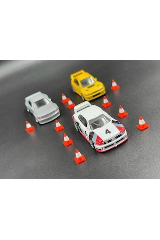 1:64 Ölçekli Diaroma Trafik Aksesuarı Dubalar - Turuncu & Beyaz 10 Adet