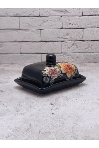 Rosenberg Krem Peynir İçin Kapaklı Seramik Tereyağı Kabı 305446710 Siyah