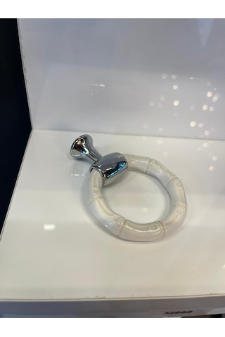 Bambu Halka Sarkaç Metal+sert Plastik Düğme Kulp Krom+beyaz Dolap Modern Çekmece Mobilya Tek Delik Beyaz