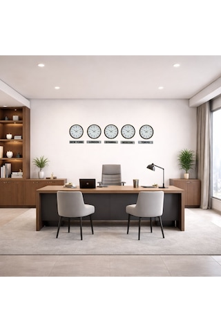 Prestige Kahverengi 36 Cm Tabelalı Dünya Saatleri 5 Li Set