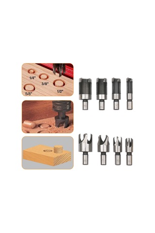 Hallow Ağaç İşleme Pah Delme Aracı Ahşap Kesici 8 Adet