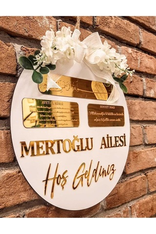Kapı Süsü Pleksi Beyaz Gold Yazılı İsme Özel Gold - Beyaz