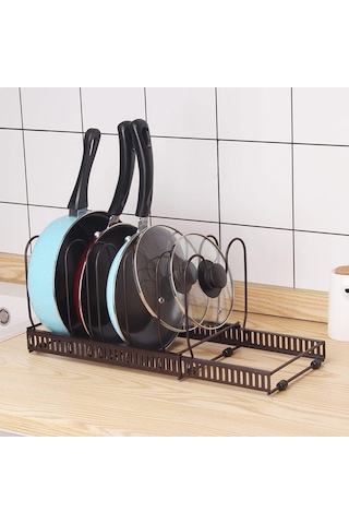 Novahub Genişletilebilir 7 Katlı Tencere Düzenleyici - Mutfak Organizasyon Siyah Siyah