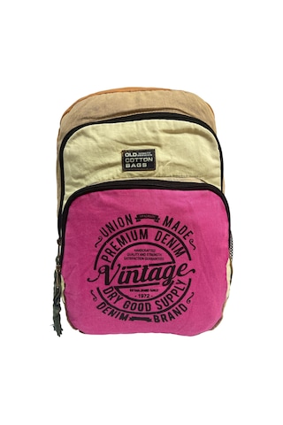 Old Cotton Cargo Kaliteli Vintage Disayn Sırt Gezi Çantası New Patchwork 5017 Pembe