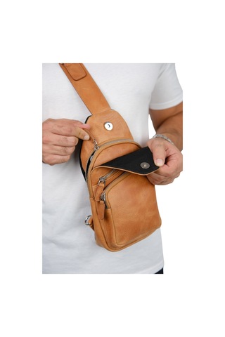 Mft Leather Hakiki Deri Unisex Çapraz Çanta Baggy 6981 Tiguan Camel