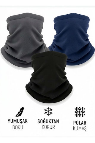 Qu-tex Qulothes 3 Lü Kombin Set Termal Polar Soğuk Geçirmez Bere & Boyunluk Unisex Kışlık Ayarlanabili İp Çok Renkli