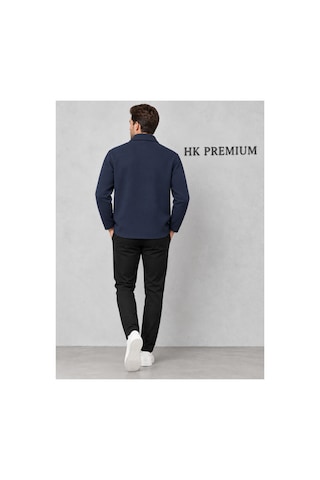Hk Premium Erkek Gri Double Face Pike Gömlek Ceket Regular Fit, Çıtçıtlı, Uzun Kollu, Smart Casual Lacivert