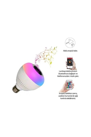12 Renkli Kumandalı Bluetooth Hoparlör Akıllı Led Ampul