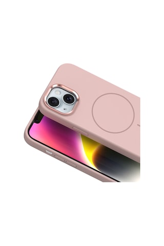 Kılıfist İphone Uyumlu 14 Kılıf M-safe Şarj Özellikli Metal Kamera Çerçeveli Klfs Edi Silikon Kap Koyu Gri