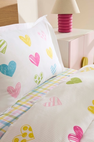 Karaca Home Young Color Heartz %100 Pamuk Tek Kişilik Pike Takımı Beyaz