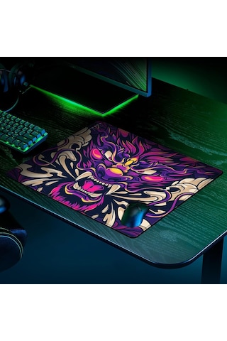 Porge Esports Edition Mouse Pad 48x40 Cm Gaming Oyuncu Mousepad Oni Dragon, 48x40 Cm 3mm Kalınlık