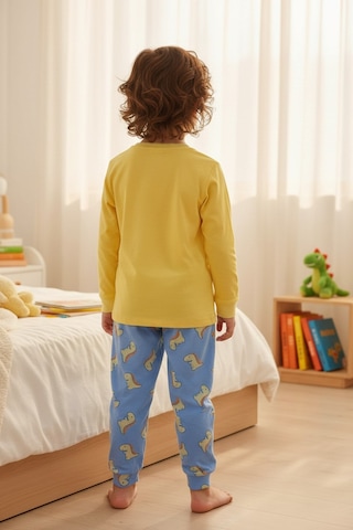 Aden Kids Pamuk Çocuk Uzun Kollu İnce Pijama Takımı - Petrol Mavisi