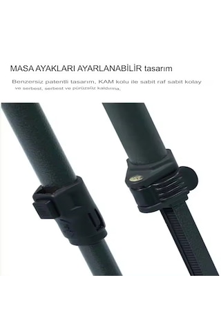 Orta Boy Siyah Katlanır Kamp Masası Piknik Seti Çanta Masa Siyah