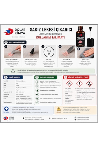 Sakız Sökücü Fırçalı Kapak 30 Ml Sakız Leke Çözücü Çıkartıcı Temizleyici Tekli