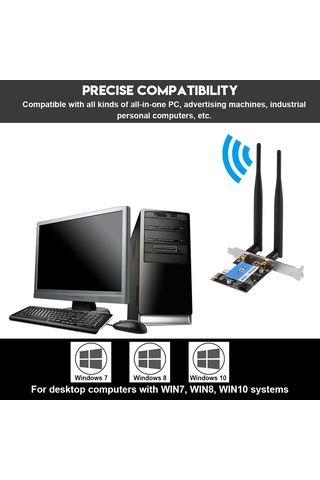 Ximistore9 Dual Band 2.4g/5g 433mbps Pcıe Kablosuz Kart, Bluetooth 4.0, Plug And Play, Windows 7/8/10 Uyumlu, Masaüstü Bilgisayarlar İçin Rtl8821 Çipi
