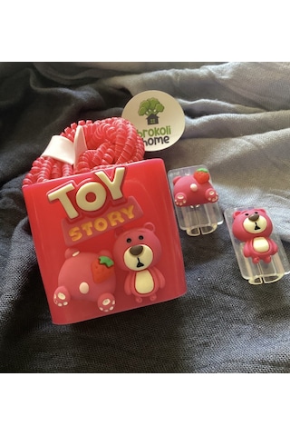 Brokoli Home Apple Uyumlu iPhone 18w/20w Toy Desenli Şarj Kılıfı, Şarj Kablosu Örme Aparatı, Kablo Koruyuc Diğer