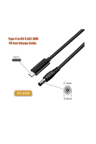 Type C To Dc 12v Pd 5.5 2.5mm Adaptör Çevirici Power Şarj Kabl...