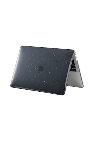 Arabulalaca Apple Uyumlu MacBook Air 13' 2020 A2337 M1 İşlemcili Kristal Simli Kılıf Siyah