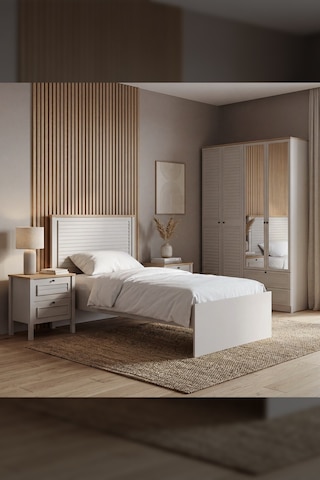 Taiga 4 Kapaklı 2 Çekmeceli Gardırop/dolap 137x210x52 Cm Buz Gri Country Tasarım