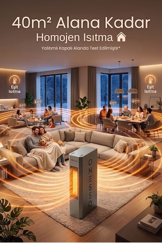 Onesso Pro 4000w Sessiz Elektrikli Fanlı Isıtıcı - 3 Modlu Termostatlı 40m²'ye Kadar Etkili, 2sn Hızlı Isınma, Ev & Ofis & Atölye 2 Yıl Garantili