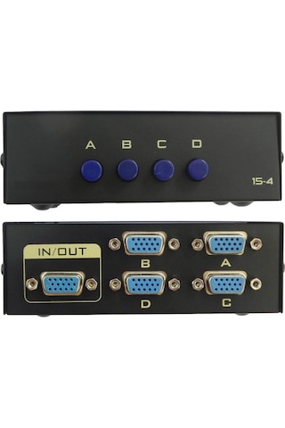 4841 Vga Switch Çoklayıcı Çoğaltıcı 4 Port 4 Kasa 1 Ekran