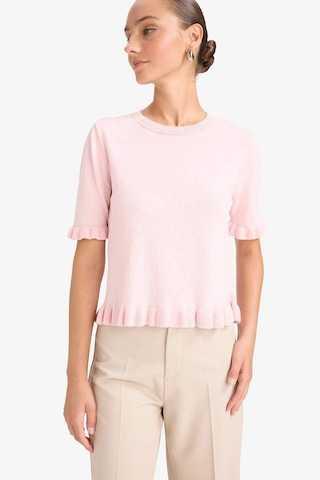 Defacto Regular Fit Bisiklet Yaka Kısa Kollu Kazak G0186ax25aupn525 Pembe