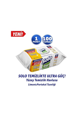 Solo Yüzey Temizlik Havlusu 100 Yaprak Limon & Portakal Tazeliği Tekli