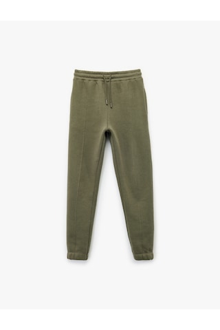 Koton Pamuklu Beli Lastikli Şardonlu Jogger Basic Eşofman Altı Haki 7wkb40023tk