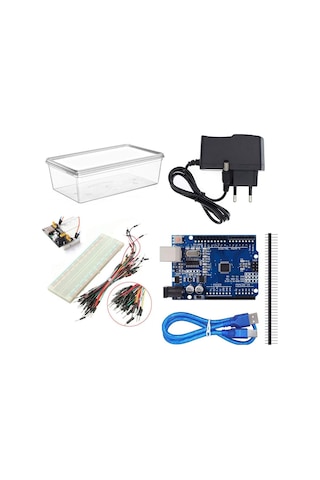 Robotik Kodlama Arduino Temel Seviye Elektronik Başlangıç Seti - Kutulu Mb-102 Breadboard Güç Kartı Ve Adaptörlü