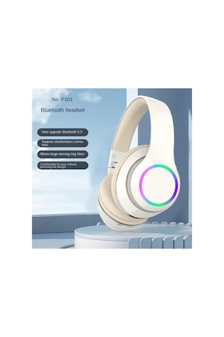 P101 Bluetooth Kulaklık 5.3 Headphone Şarjlı Rgb Led Işıklı Fm Radyo Sd Kart Type C Şarj Uyumlu