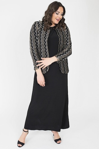 Ladies First Ladıes Fırst Büyük Beden 3153 Siyah Ceket+Elbise Ikili Takım