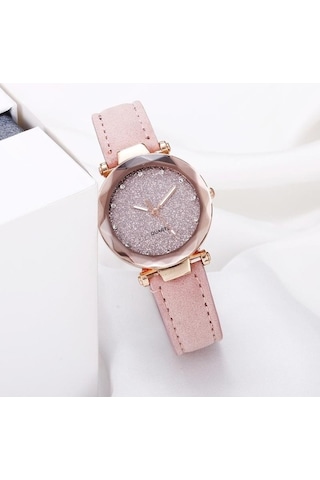 Yingfu Pembe Yıldızlı Gökyüzü Kız Kuvars Saatler, Lüks Bayanlar Kol Saatleri,arkadaş,aile Hediyeleri Pembe