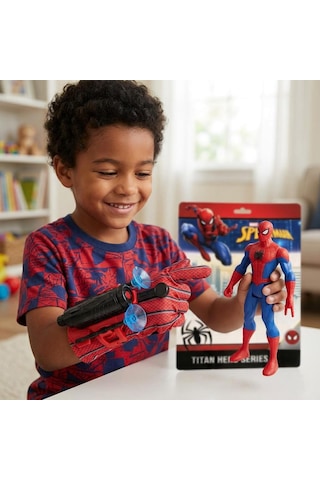 Örümcek Adam 17cm Işıklı Figürlü 2 Farklı Atış Yapabilen Ağ Fırlatıcısı Ve Eldivenli Oyuncak Seti Spider - Man
