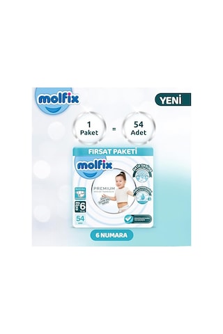 Molfix Premium Bebek Bezi Beden:6 15+KG Extra Large 54 Adet 6 Numara