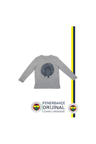 Fenerium Fenerbahçe Lisanslı Yaldızlı Fb Logo Gri Çocuk Sweat Kişiye Özel Ahşap Kutulu Gri