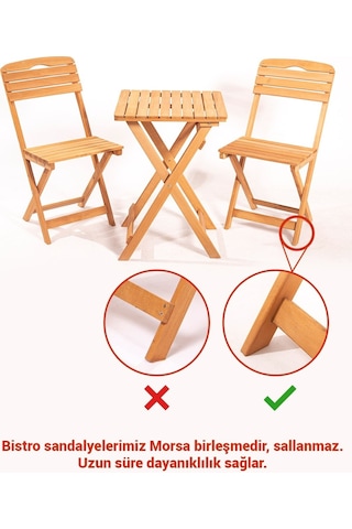 Balkon Bahçe Mutfak 3'lü Bistro Set Katlanır 2 Sandalye 1 Masa Kahverengi