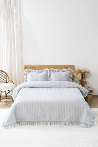 Hola Gri Çift Kişilik Yatak Örtüsü Takımı 3 Parça Uyku & Çeyiz Seti Gri