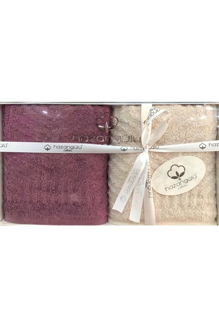 Royam Hazangülü %100 Pamuklu Jakarlı 2 Li El Yüz Havlusu Seti 50 X 90 Çok Renkli