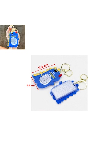 Mini 8 Haneli Hesap Makineli Labirent Oyunlu Dinazor Anahtarlık 1 Adet Ebat: 9,3 Cm X 5,9 Cm Lacivert