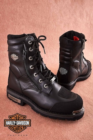 Harley Davidson Riddick Siyah Deri Erkek Bot Ayakkabı V3-siyah