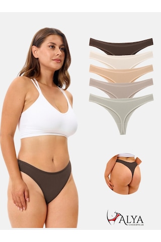 Alya Underwear Kadın Külot Pamuklu String - 5 Adet Siyah Tanga S, M, L, Xl Multicolor-p20