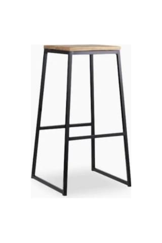 Pal Metal Piramit Metal Ayaklı Doğal Ahşap Bar Taburesi Siyah