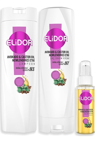 Elidor Avokado ve Castor Oil Nemlendirici Etki Saç Bakım Seti