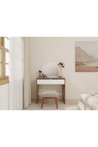 Huzur Makyaj Masası Amalfi Beyaz Kahverengi