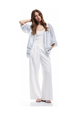 Koton 3/4 Geniş Kol Oversize Kimono Ceket Mavi Çizgili 5sak50012pw Mavi Çizgili Mavi