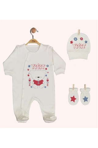 Pia Baby Gl 1945-02 İsme Özel Beşli Tulum Set Krem
