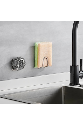 Yapışkanlı Metal Banyo Mutfak Eşya Askılığı Al4467 2 Adet Gümüş